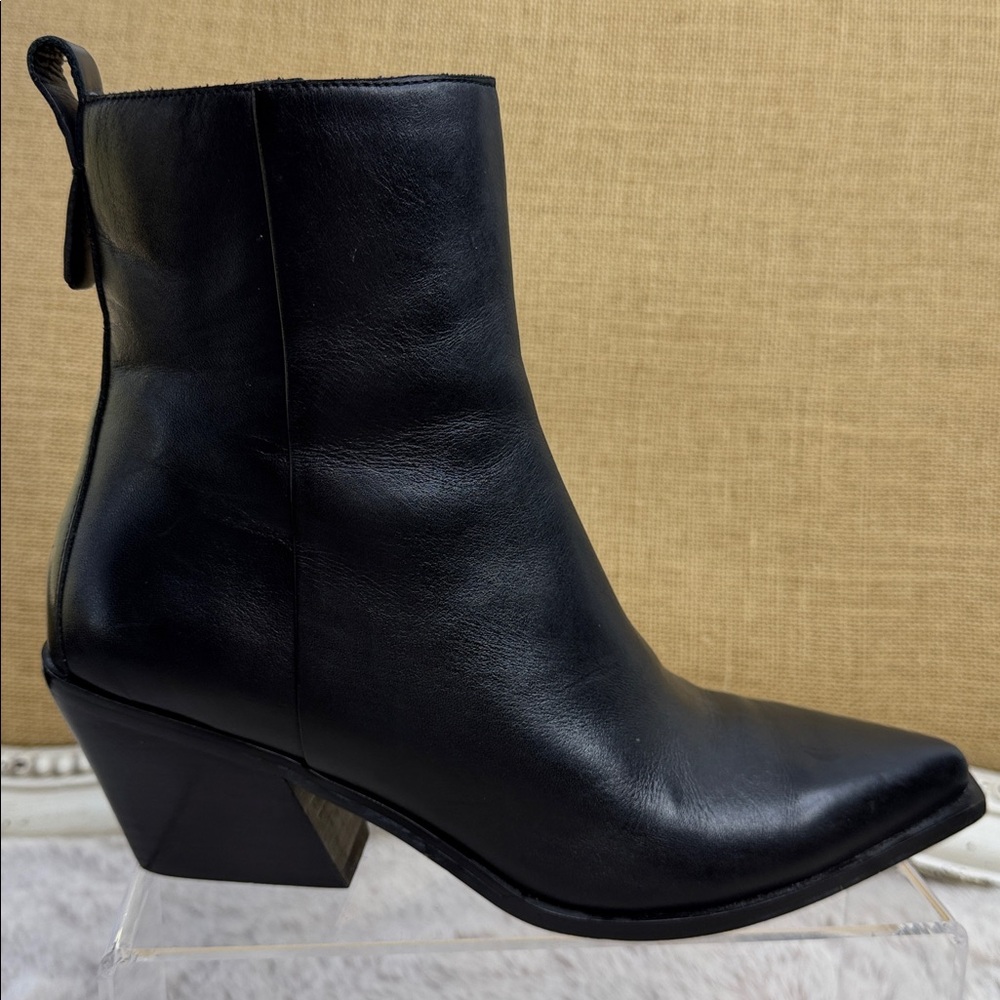 Sanctuary | Black Leather Mid-Heel Ankle Boots, Size 7
